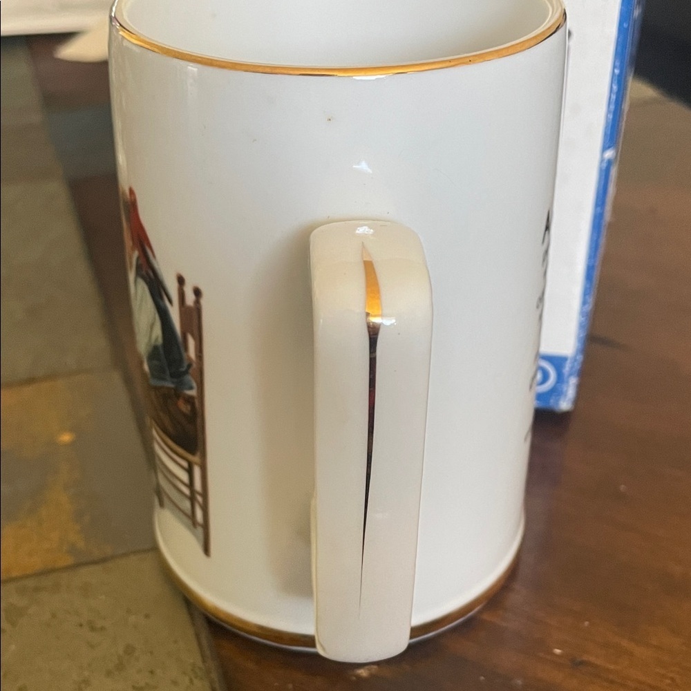 Norman Rockwell White Mug with Gold Accents - Picture 4 of 9